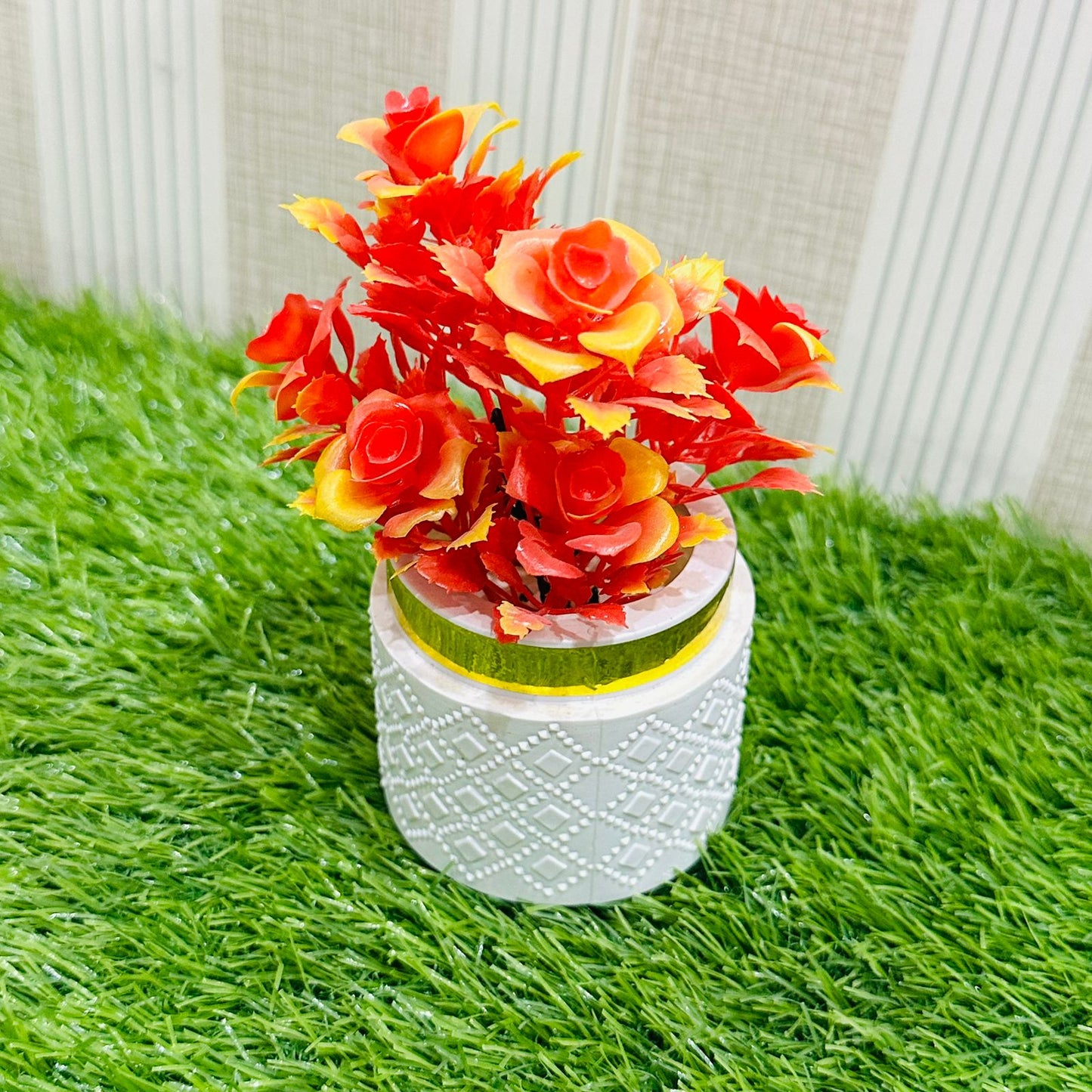 Artificial Wild Plant with White Pot | Washable | Best Used for Home Purposes and Office Decoration Table Top home decoration items flowers for home decoration