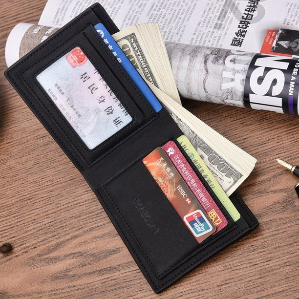 New Mens Wallet Fashion Smooth Soft Leather Cross-section Multi-function Wallet Tide Short Mens Wallet Quality Assurance