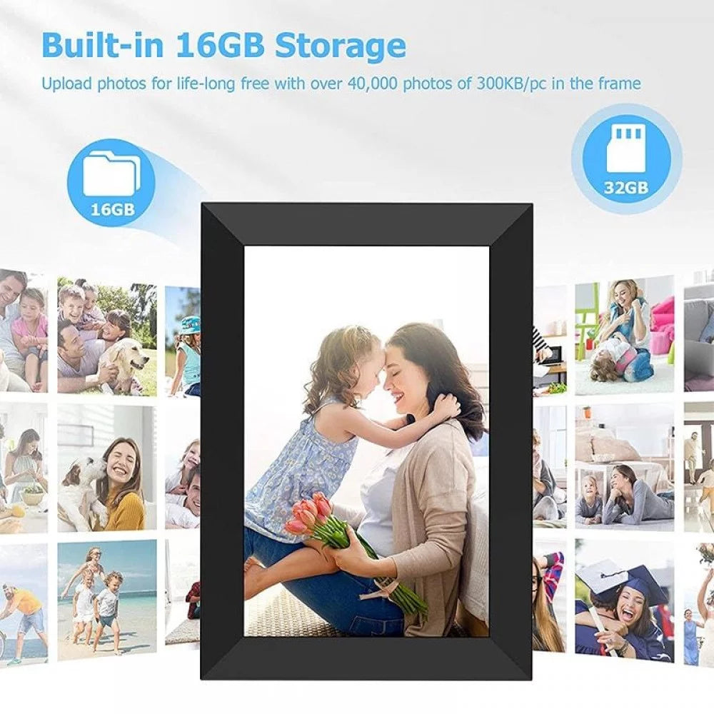 Jeemak F20 Digital Picture Frame 10.1 inch WiFi Photo Frame Gift Choice for Family/Friends Smart Frame Wireless Sync 16gb Storage