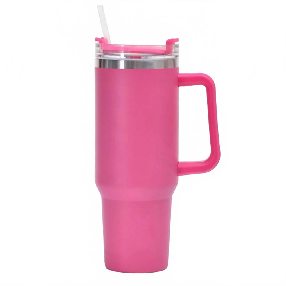 Tumbler with Handle and Straw Lid| Insulated Cup Reusable Stainless Steel Travel Mug Cup Holder Friendly | Gifts-Women,Men| Iced Coffee Hot and Cold Tea 1200ml