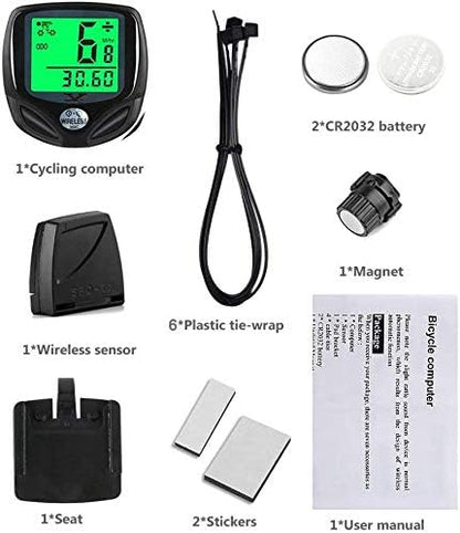 DINOKA Bike Speedometer Waterproof Wireless Bicycle Bike Computer and Cycling Odometer with Multi-Function LCD Backlight Display