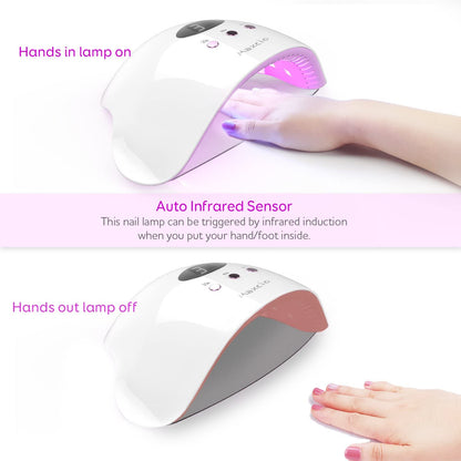 UV Nail Lamp, Maxcio UV LED Nail Dryer for Gel Polish with 30s/60s/90s Timer, LCD Display, Removable Base, USB Interface Power Supply and Smart Sensor (24W)