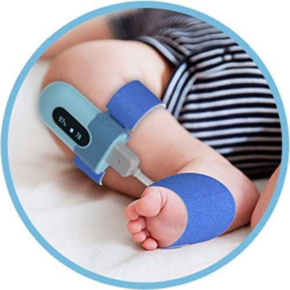 Wellue BabyO2 Baby Wearable Blood Oxygen Saturation Monitor, with Alarm in APP, Track O2 Level & Heart Rate Foot-Wear Monitor Bluetooth (for 0-3 Years Old)