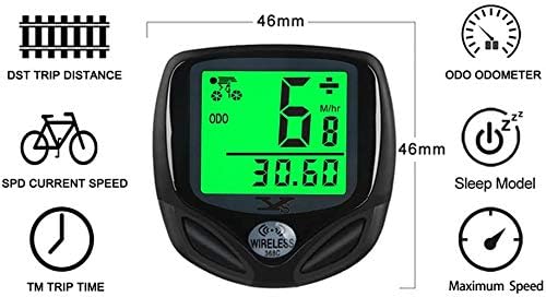 DINOKA Bike Speedometer Waterproof Wireless Bicycle Bike Computer and Cycling Odometer with Multi-Function LCD Backlight Display