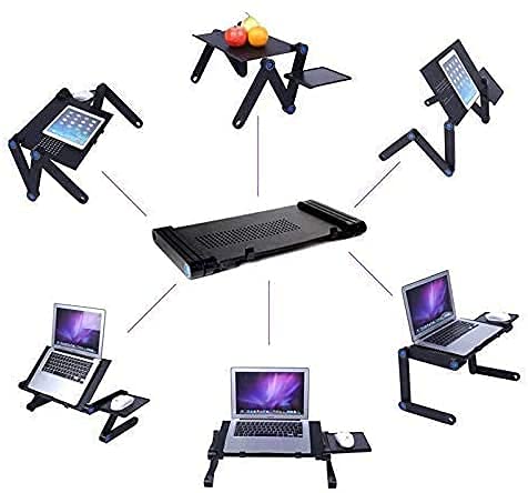 Laptop Stand,T8 Adjustable Laptop Table for Bed Portable Lap Desk Foldable Laptop Workstation Notebook Riser with Mouse Pad Side Ergonomic Computer Tray Reading Holder TV Bed Sofa Desk