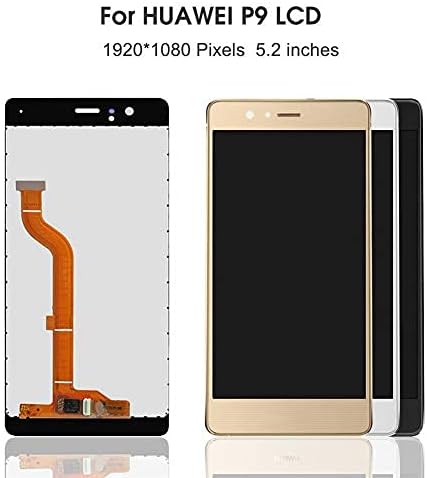 Screen Replacement 5.2'' LCD Fit for Huawei P9 LCD EVA-L09 L19 L29 LCD Display with Touch Screen Digitizer Assembly Replacment with Frame (Color : Gold No Frame)