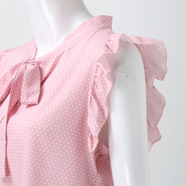 Prolriy Blouses for Women Dressy Casual Womens Sleeveless Bow Striped Summer Chiffon Shirt Top Summer Tops for Women Trendy Womens Tops Pink XXL