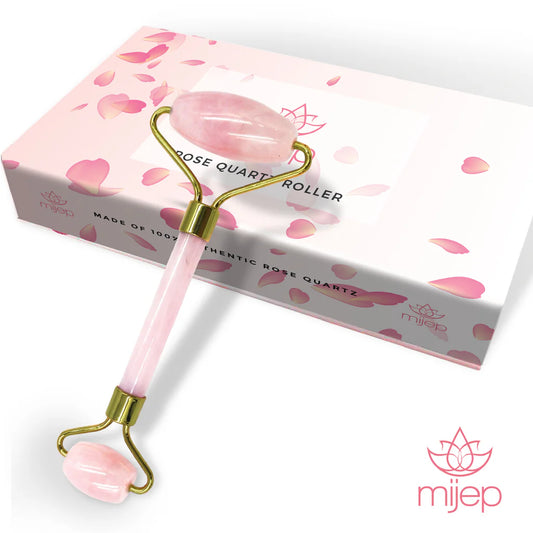 Rose Quartz Roller - 100% Premium Quality Rose Quartz Roller for Face Stunning Box perfect for Gift. Jade Roller alternative.