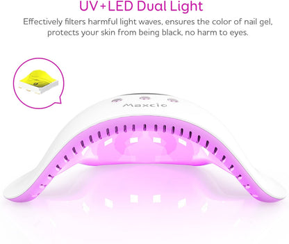 UV Nail Lamp, Maxcio UV LED Nail Dryer for Gel Polish with 30s/60s/90s Timer, LCD Display, Removable Base, USB Interface Power Supply and Smart Sensor (24W)