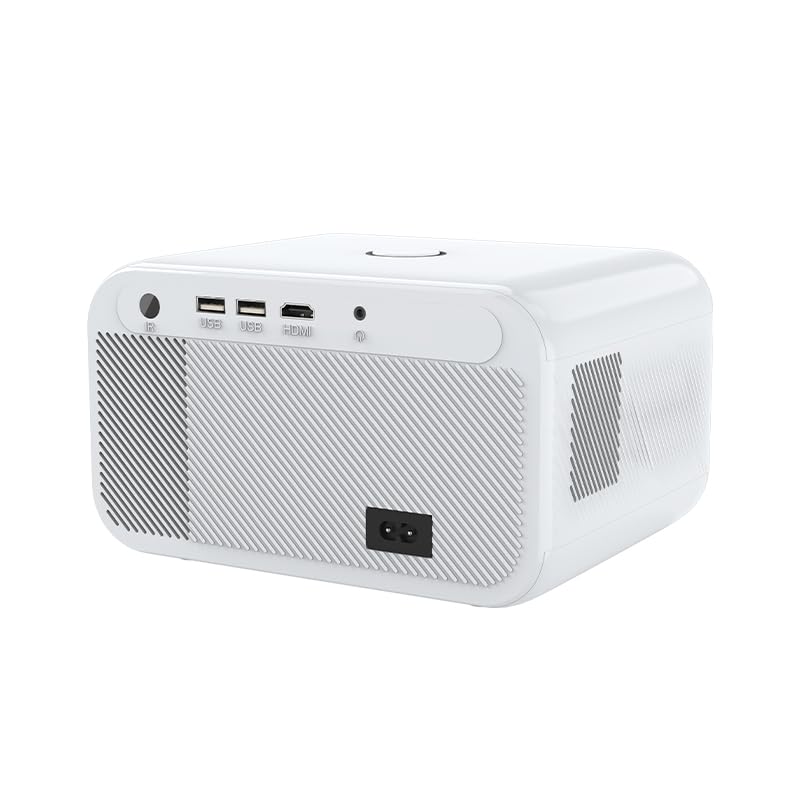 CY900 Smart Projector, Full HD 1080P, 4K Supported, Android 9, Electronic Focus, Auto Keystone, 300 ANSI Lumens, Dual WiFi, HDR Audio, Bluetooth, 58W Speaker, HDMI, USB, AV Port (White)