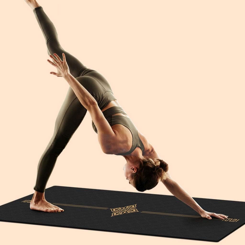 Yoga Mat Black Gold Line Yoga Mat TPE 183 * 68cm*6mm Extended Thicken Workout Mat High Density Home Use Gym Fintess Euipment Fitness Exercise Mat (Color : B)