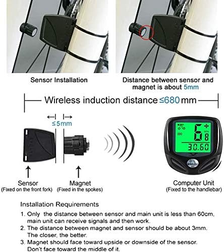 DINOKA Bike Speedometer Waterproof Wireless Bicycle Bike Computer and Cycling Odometer with Multi-Function LCD Backlight Display