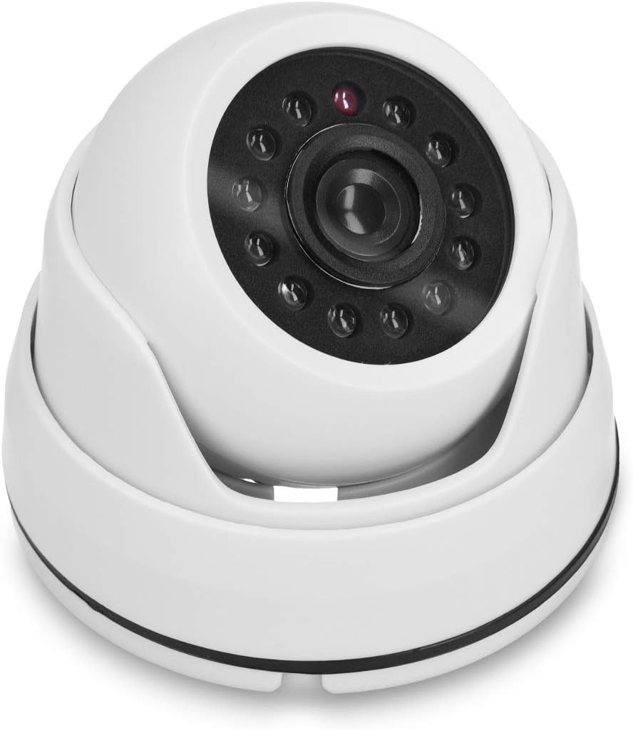 kwmobile Dummy Camera with Light - Fake CCTV Security Surveillance Dome with Flashing LED Lights - Theft Deterrent for Indoor or Outdoor Use - White