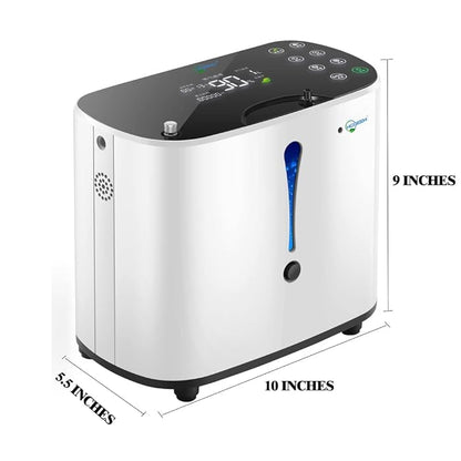 HIDGEEM Portable Oxygen Concentrator Generator, 1-6L/min Adjustable Oxygen Machine 93% ± 3% High Concentration Air Purification Machine