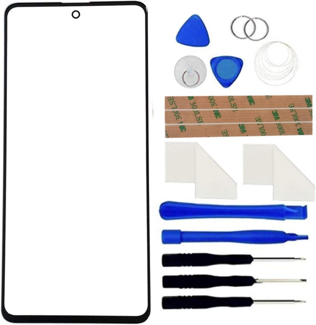 Front Screen Glass Outer Panel Lens Replacement +OCA Repair Tools Kit Compatible with Galaxy A51 A515 A515F A515U 6.5inch Black Adhesive