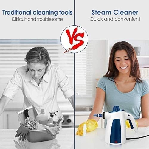 Like A New Mosche MS69 Steam Cleaner, Handheld Multi Purpose High Pressure Chemical Free Steamer 350ML Big Tank Size, Cleaning for Home/Toilet/Bathroom/Auto/Patio/Grout, Blue