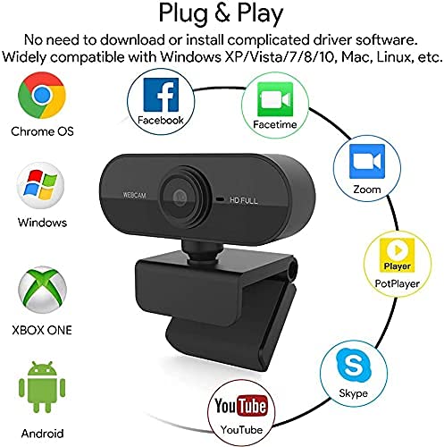 FnX® 1080P HD Streaming USB Computer Web Camera for PC Desktop & Laptop with Mic, Video Calling, Conferencing, Webcast - Driver-Free Installation,