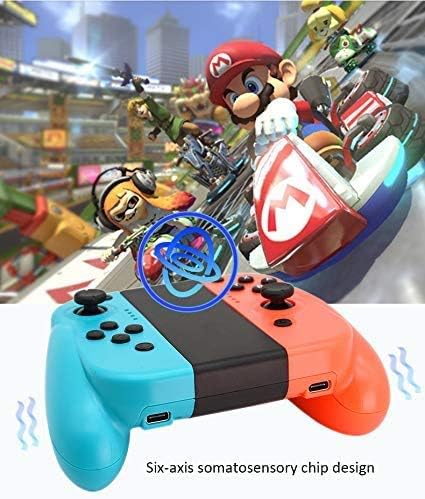 Wireless Controller for Nintendo Switch, Replacement Joy Con Joystick Supports Gyro Function, Double Vibration Ergonomic Joy-Con Compatible with All Games of Switch, blue & Red