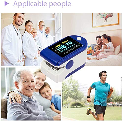 Pulse Oximeter Fingertip, Lunasea Blood Oxygen Monitor Finger Adults, Heart Rate Monitor and SpO2 Levels Oxygen Meter, Portable Pulse Oxymetre, Pulse Rate (PR), Lanyard Included