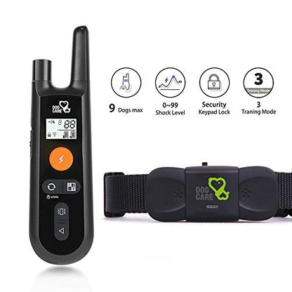 DOG CARE Dog Shock Collar with Remote, Dog Training Collars with 3 Modes, Waterproof Electronic Dog E Collar with 1500FT Remote, Keypad Lock for All Dogs