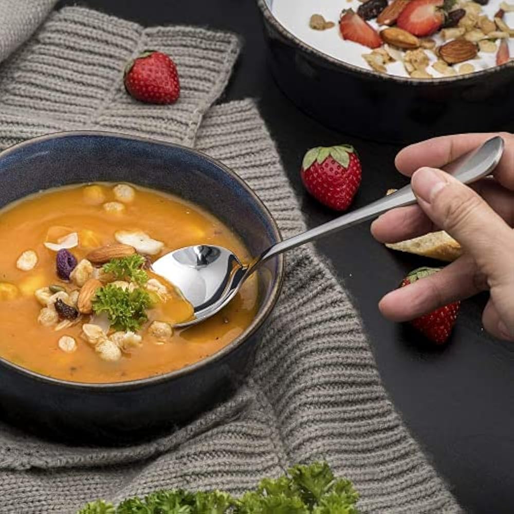 5-Piece Premium Stainless Steel Spoon Set – Durable Rust-Resistant Round Flatware, Mirror Finish Elegant Tableware for Dining, Tea, Coffee & Dessert Use