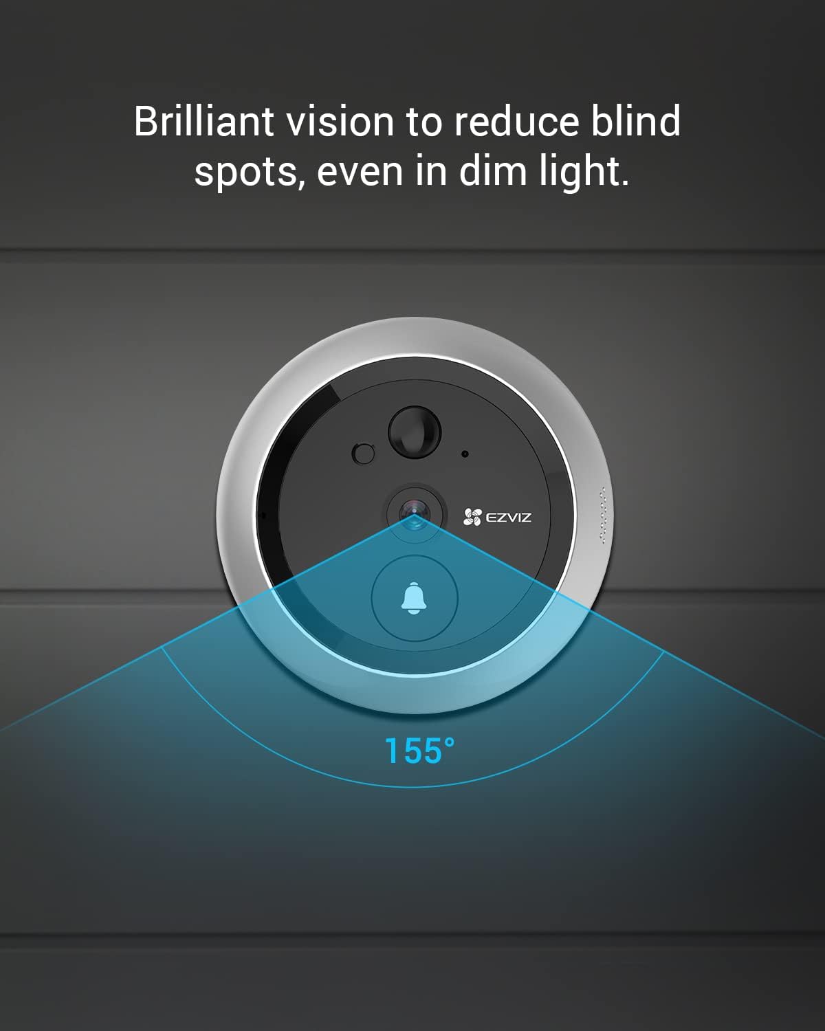 EZVIZ DP2C Door Bell Peephole Camera - 1080P Video, 4.3" Color Screen, Wireless Front Door Camera with Built-in Chime, Rechargeable Battery, Two-Way Talk, PIR Motion Detection, Metal Housing, Cloud/SD 256GB