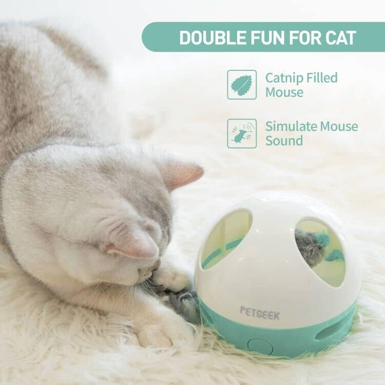 PETGEEK Electronic Interactive Cat Toy, Cat Toys with Squeaky Mouse, Smart Automatic Cat Toy with Catnip Filled Hidey Mouse, Cat Toys Interactive for Indoor Cats Exercise & Game