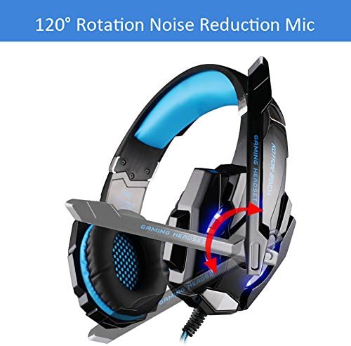 Mengshen Gaming Headset for PS4/ Xbox one/Xbox One S/PC/Laptop/Cell Phone - Gaming Headphone with Mic, LED Light, Bass Surround, Noise Cancelling, Soft Earmuffs, G9000 Blue