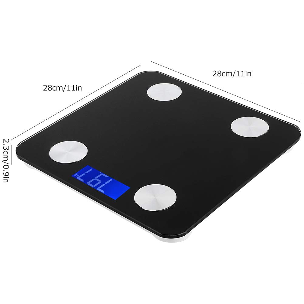 Andesfit Health ADF-B883 Wireless Portable Electronic Weight Scale Digital Body Fat Scale for Home Use Weighing Scale Electronic Bath Scales with High Precision Sensors Accurate Weight BLACK