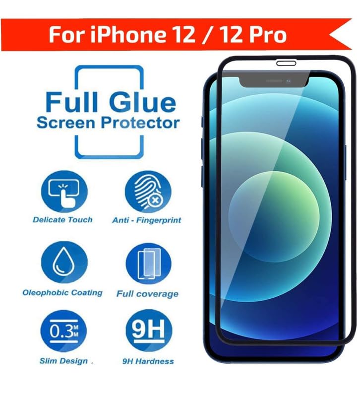 Slim Armor 9D Pro+ Full Tempered Glass for iPhone 12, iPhone 12 pro (6.1 Inch)