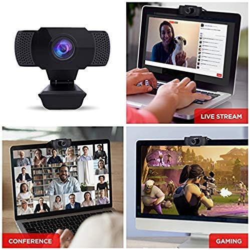 Webcam with Microphone, 1080P HD, Plug & Play, for Video Conferencing, Recording, and Streaming, USB Computer Web Cam, Laptop, Desktop, Gaming PC, Mac, Skype, YouTube, Zoom, Facetime