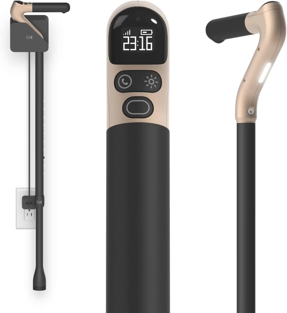 CAN Go™ Smart Cane with Built-in Phone, GPS Locator, LED Flashlight, Activity Tracker, Health Reports, and AI Assistant