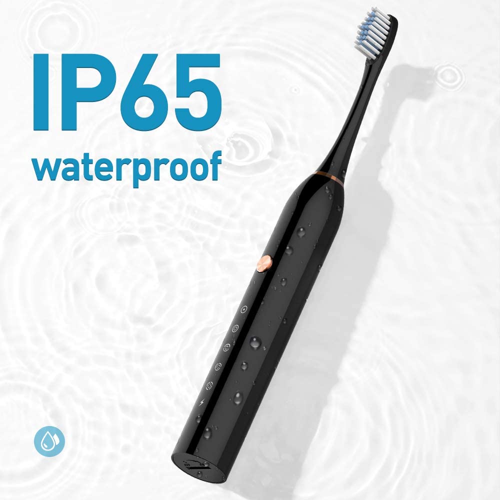 Sonic Electric Toothbrush for Adults, with 2 Replacement Brush Tip,Soft Dupont Nylon Bristles,Switchable 5 Vibration Modes,USB Rechargable,30 Days Long Standby