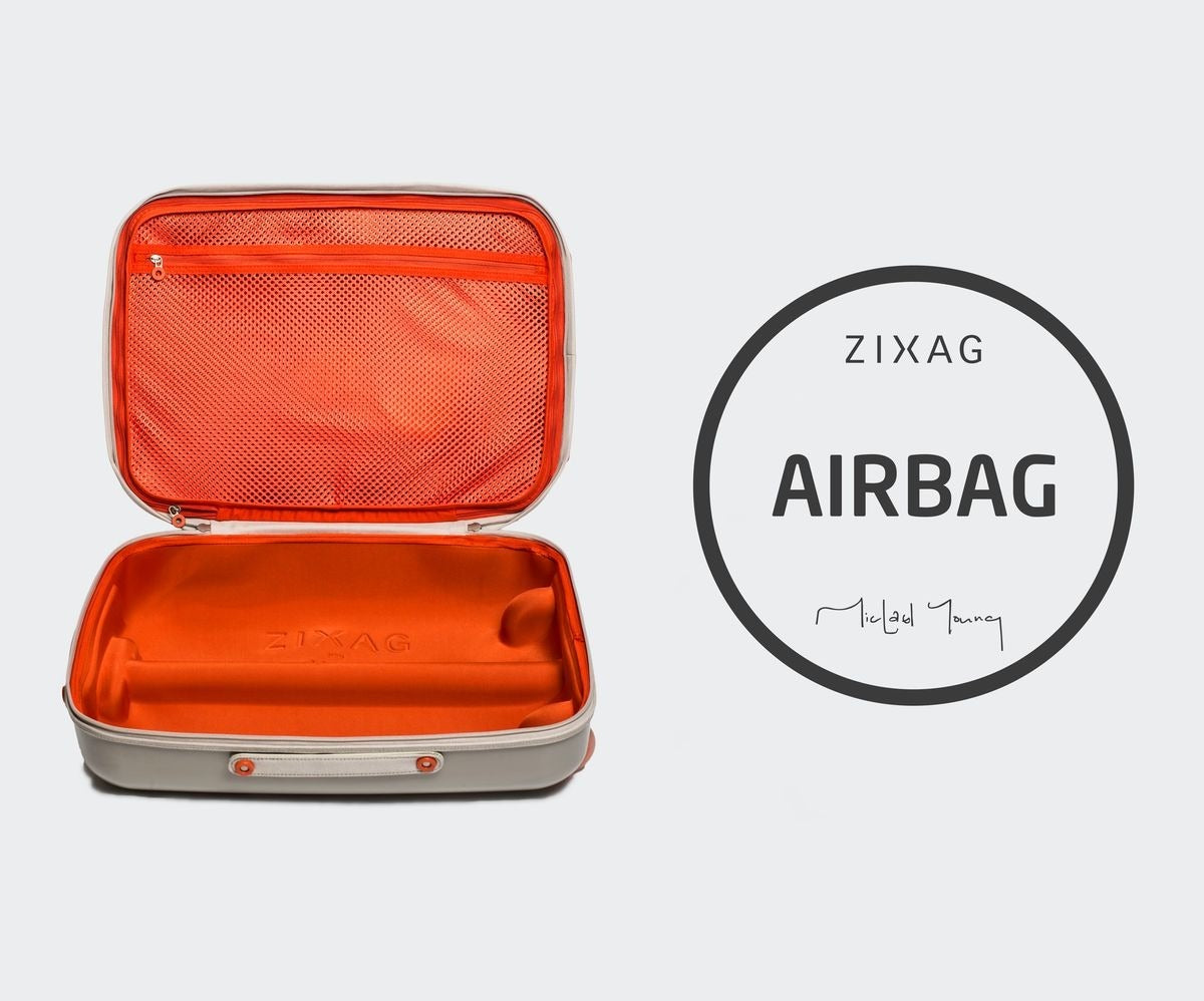 Michael Young Zixag Airbag lightweight cabin sized travel bag two bags in one, hard and soft materials in aviation luggage