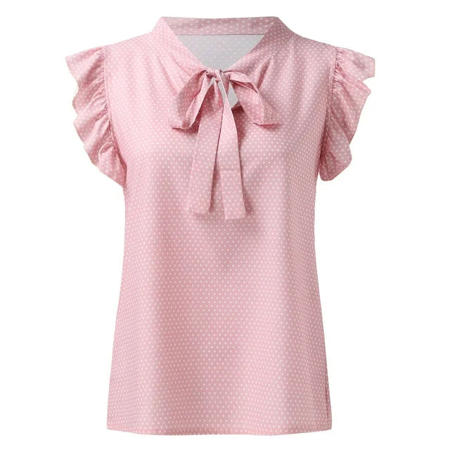 Prolriy Blouses for Women Dressy Casual Womens Sleeveless Bow Striped Summer Chiffon Shirt Top Summer Tops for Women Trendy Womens Tops Pink XXL