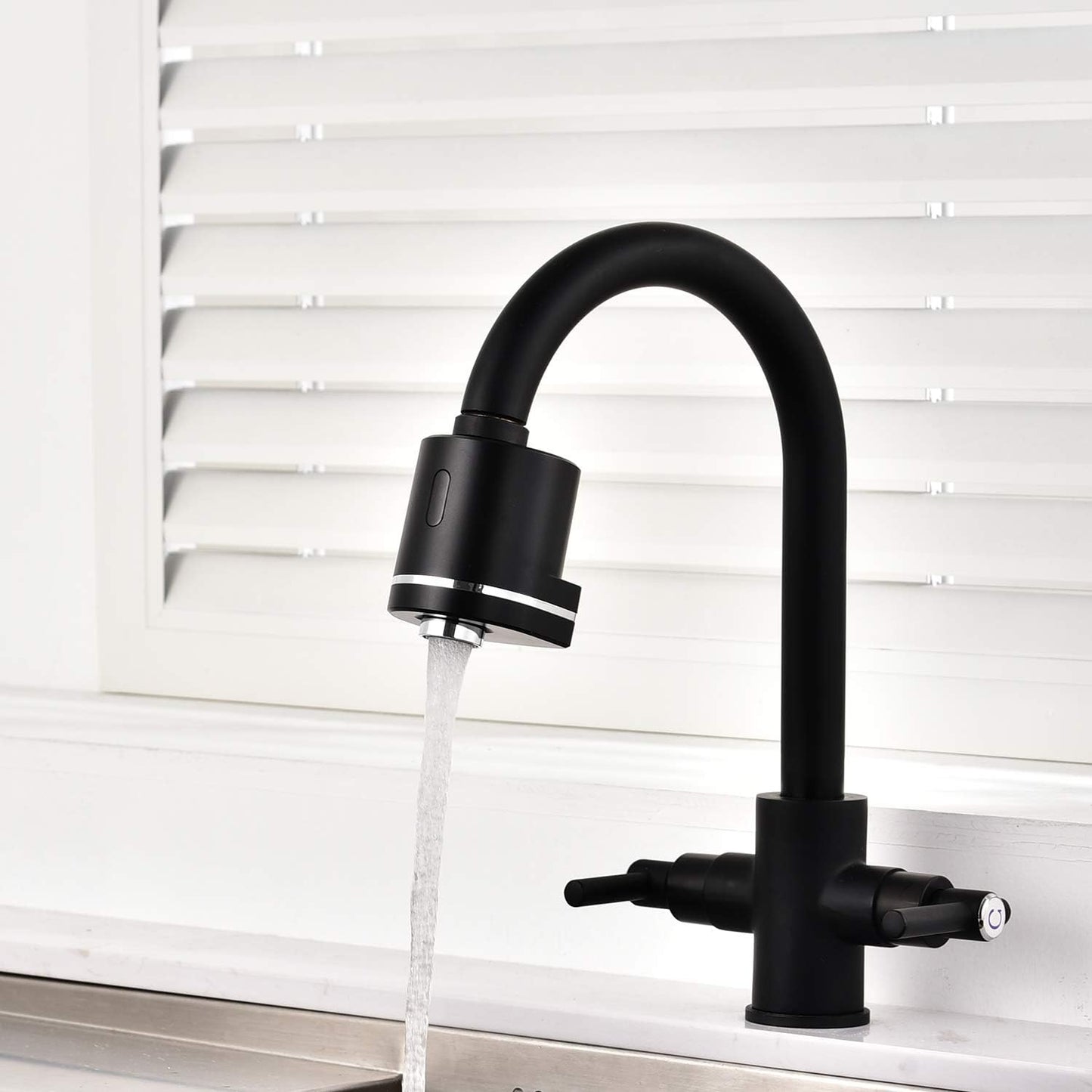 Automatic Infrared Sensor Kitchen Bathroom Tap Aerator Pearl Black