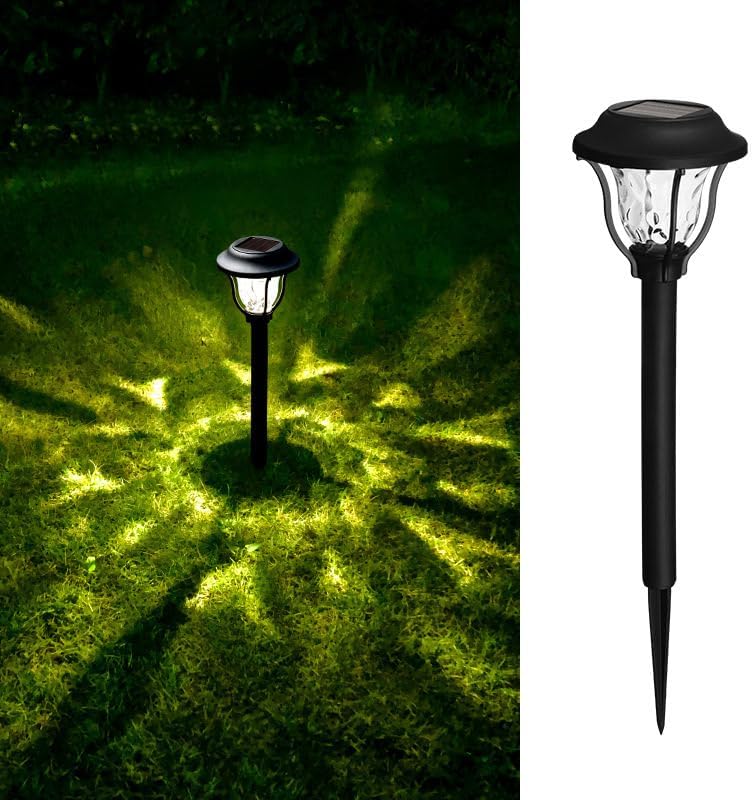 9pcs HomeRoots Outdoor Walkway Landscape Projection Lights Solar Power Garden Pathway Lights Waterproof Led Lamps