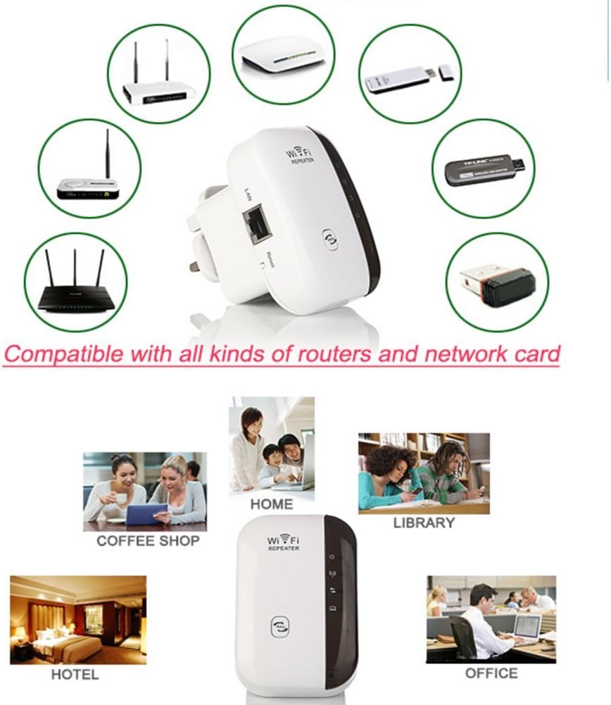 WiFi Repeater, TFBS 300Mbps Wireless WiFi Range Extender AP Signal Repeater Amplifier 802.11 N/B/G Mini Portable Signal Booster 360 Degree WiFi Coverage to Smart Home & Alexa Devices