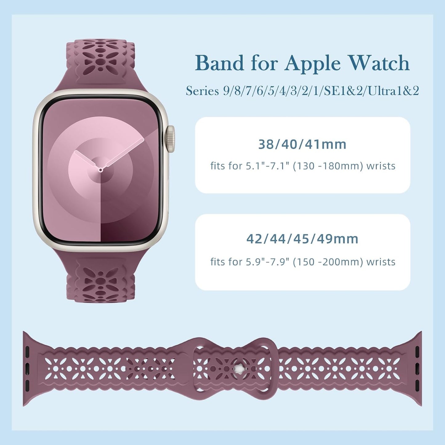 Maledan Bands 3 Pack Compatible with Apple Watch Series 10 9 8 7 6 5 4 3 SE Band for Women, Elegant Silicone Replacement Sport Band for Apple Watch iWatch 42mm 46mm 40mm 41mm 38mm 44mm 45mm Accessories (Copy)