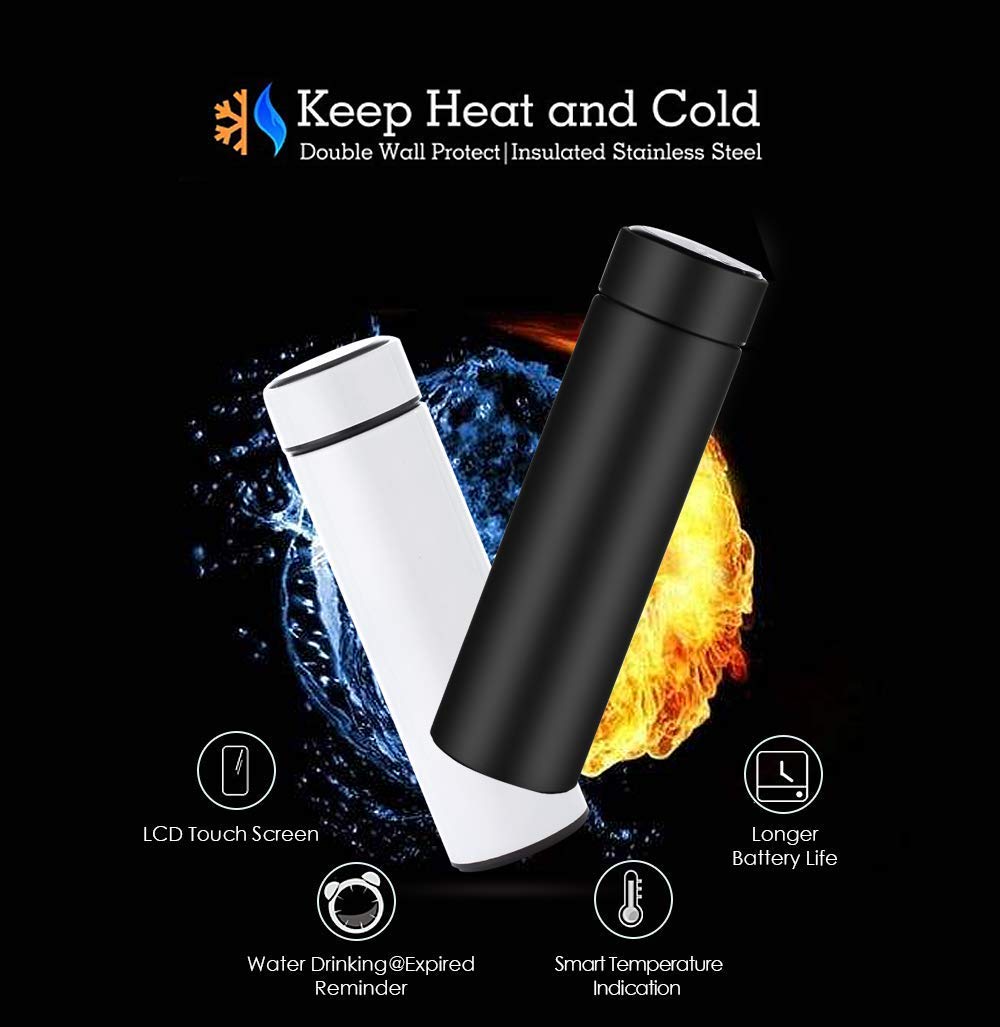 Smart LED Active Temperature Display Indicator Insulated Stainless Steel Hot & Cold Flask Bottle (500ml)