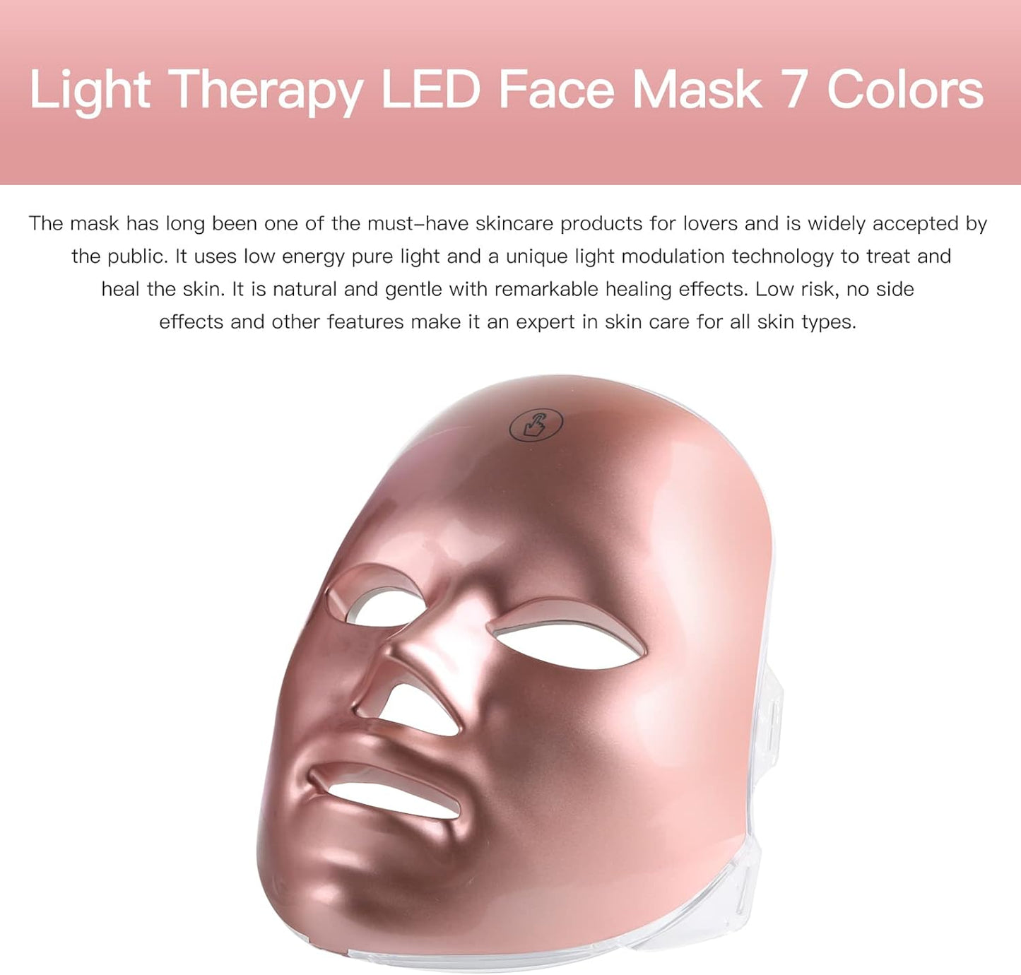 LED Face Mask, 7 Color Led Photon Facial Mask, Beauty Skin Rejuvenation Photon Therapy Light Treatment Facial Mask for Wrinkle Acne Spot Removal (Pink)