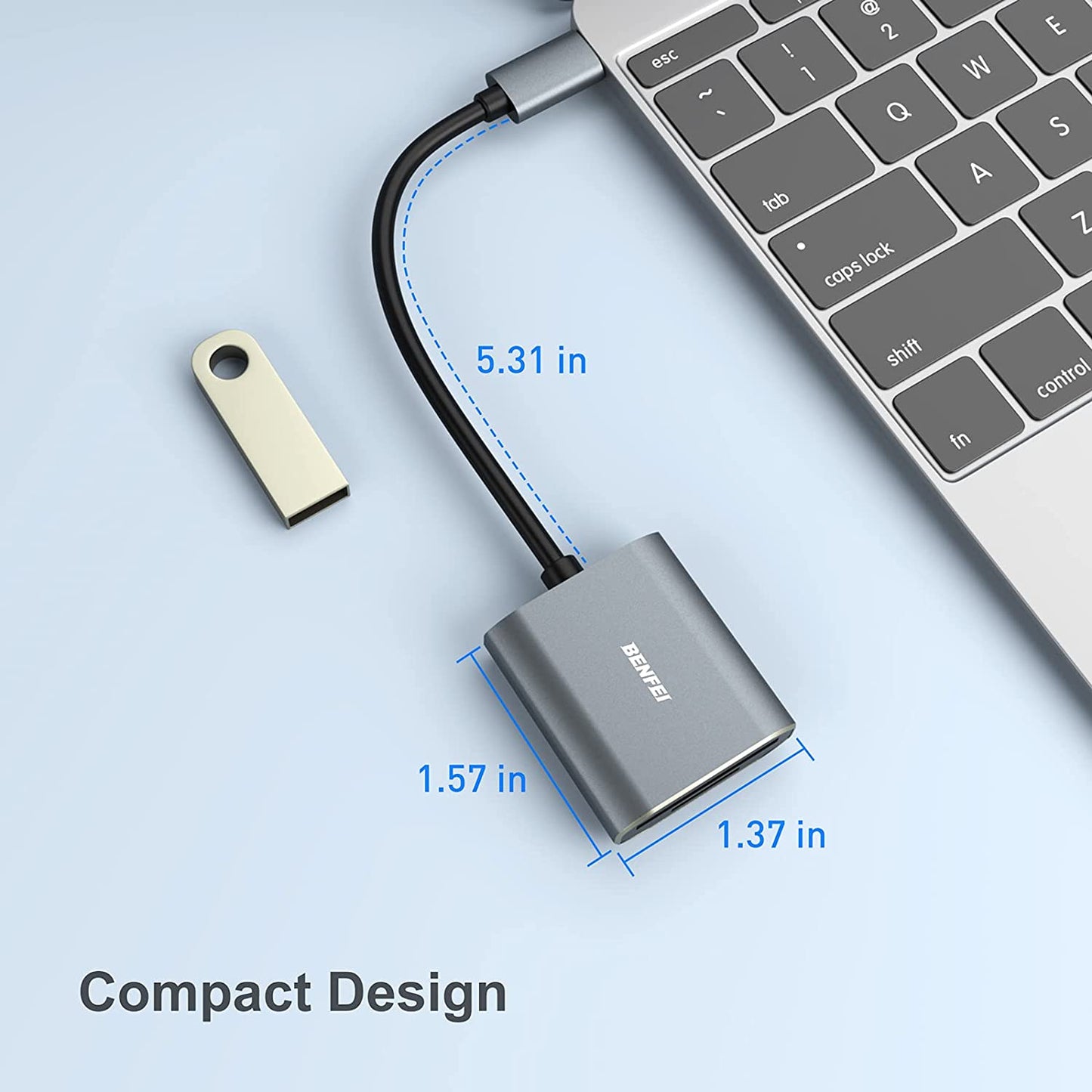 Memory Card Reader, BENFEI 2in1 USB-C to SD and TF Card Reader Adapter