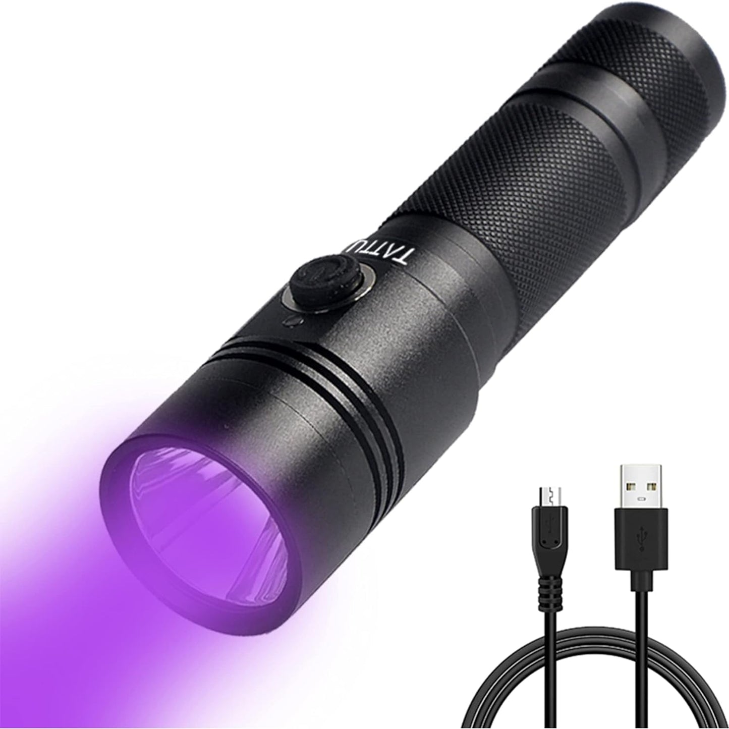 TATTU U1 UV Flashlight With 3,000mah Rechargeable Battery 395nm Black Light Torch Blacklight 5W Ultraviolet LED Lamp with Micro USB Charging Cable