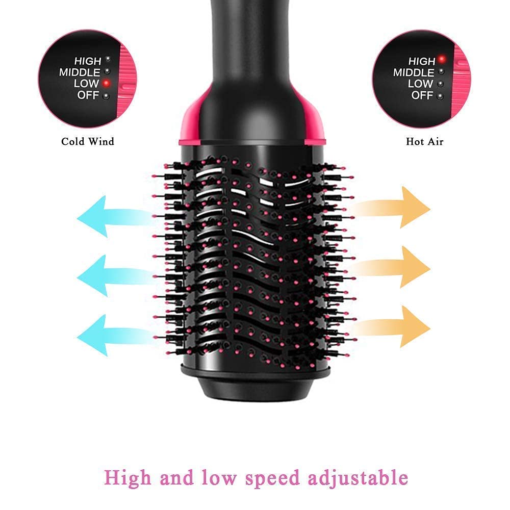 One Step Hot Air Brush 4 in 1 Hair Dryer And Styler Volumizer For Women Straightening, Curling, Salon Negative Ion Ceramic Blow Dryer Brush For All Hair Types, 1200WAtts, Multicolour