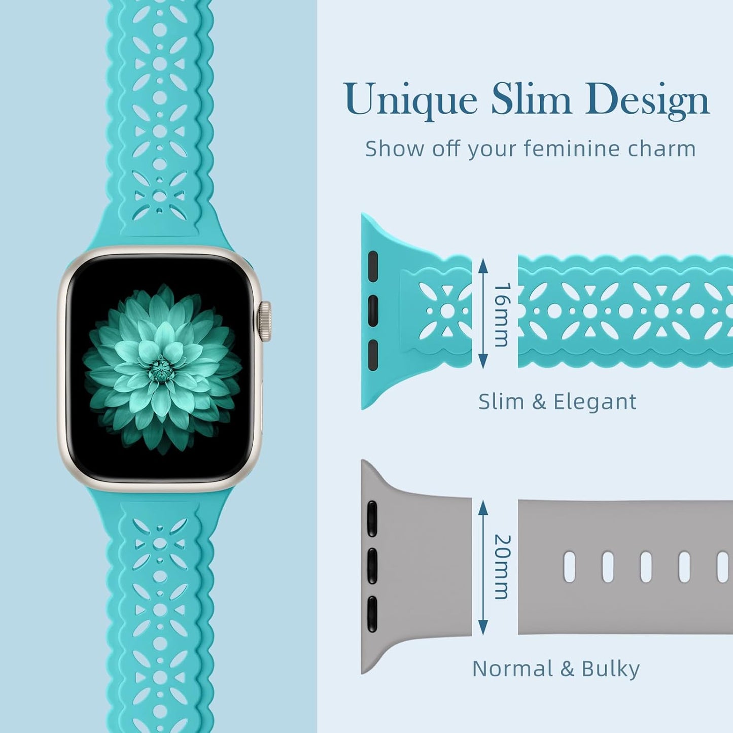 Maledan Bands 3 Pack Compatible with Apple Watch Series 10 9 8 7 6 5 4 3 SE Band for Women, Elegant Silicone Replacement Sport Band for Apple Watch iWatch 42mm 46mm 40mm 41mm 38mm 44mm 45mm Accessories (Copy)