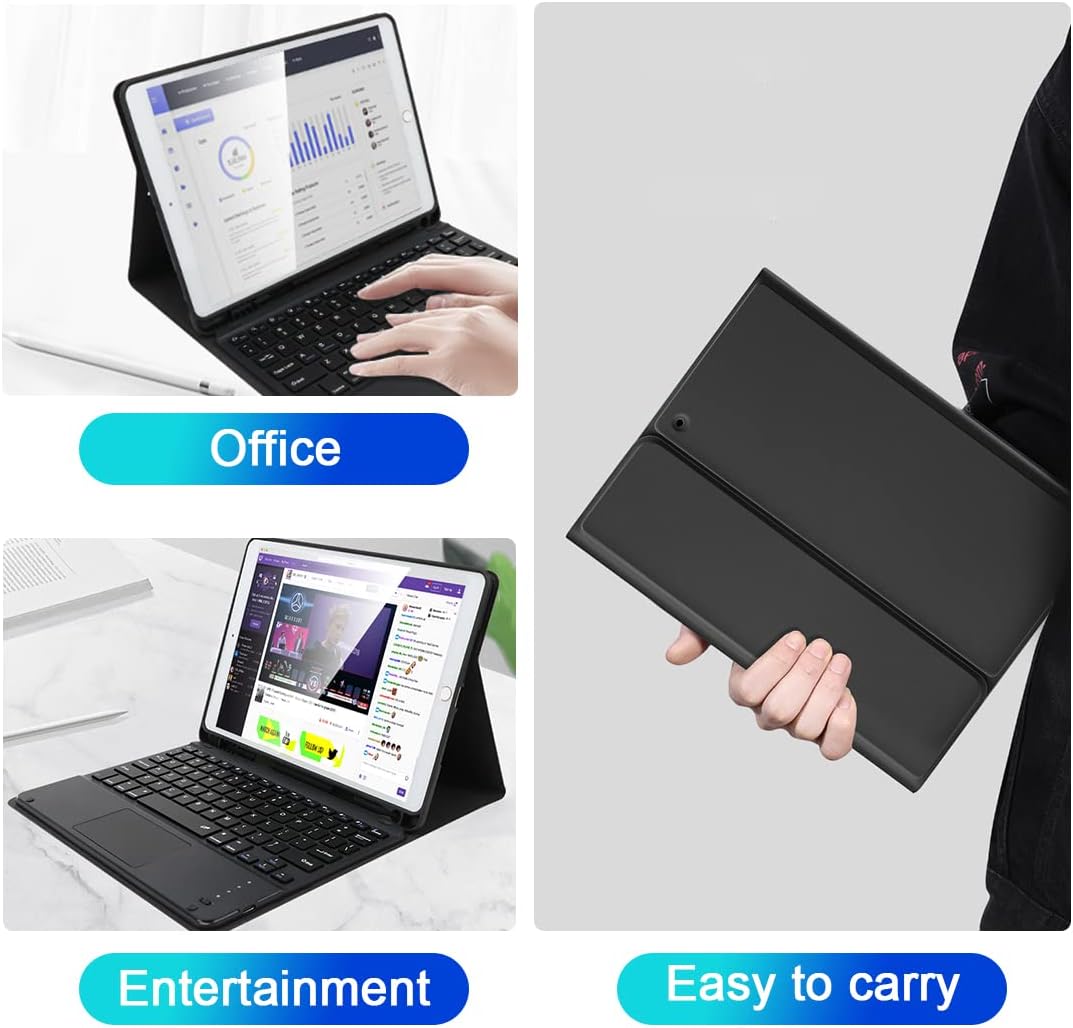 Lively Life Bluetooth Keyboard Case with Touchpad for iPad 9th Gen, ipad 8th Gen, ipad 7th Generation, iPad Air 3, iPad Pro 2017, iPad Built-in Pen Holder, Detachable Wireless Keyboard