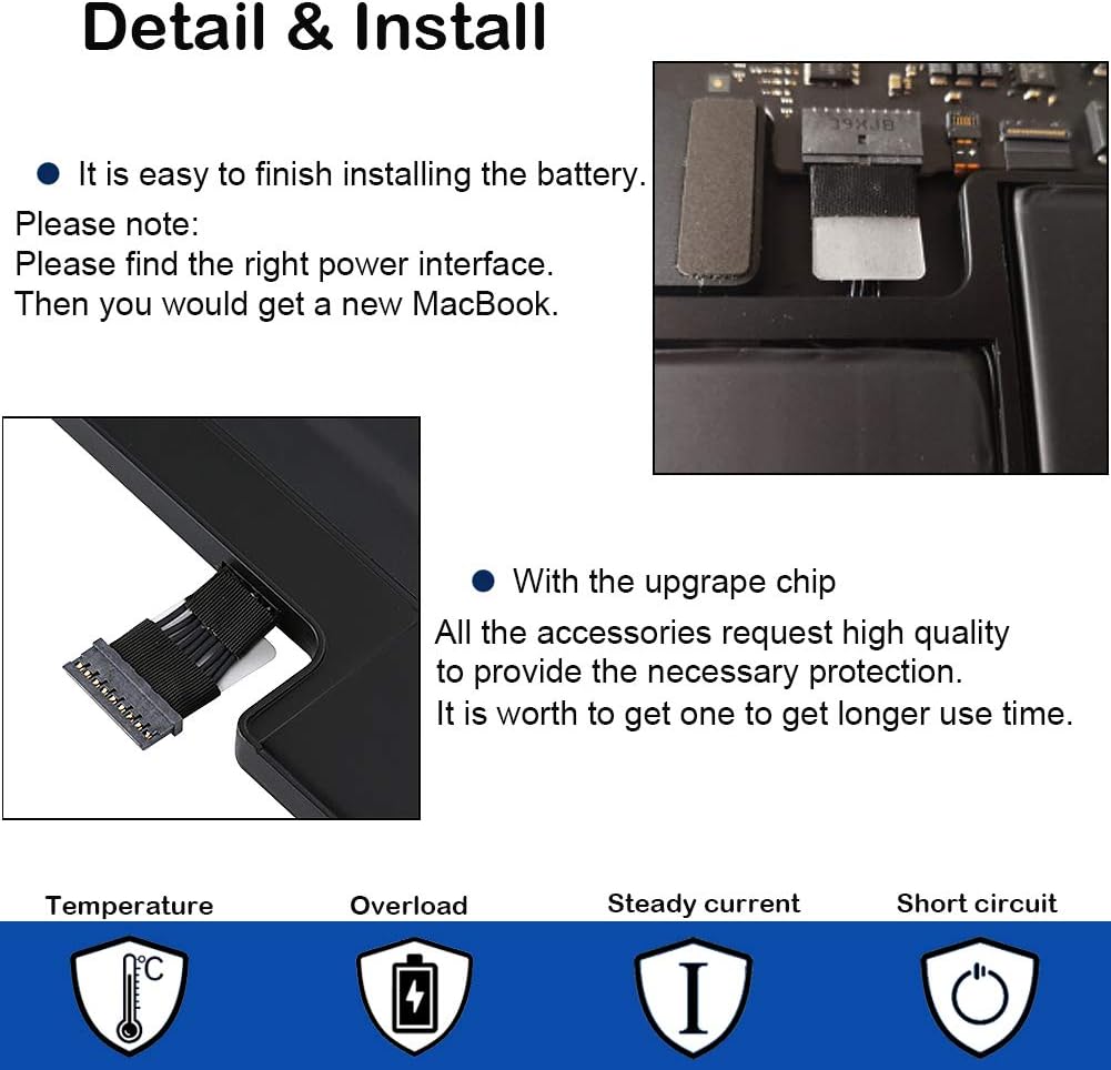 SNSYIY Replacement Battery for MacBook Air 13 inch A1466 (Mid 2012, Mid 2013, Early 2014, Early 2015,2017) A1369(Late 2010, Mid 2011) 7200mAh Laptop Battery for Apple MacBook Air A1496 A1377 A1405 Battery