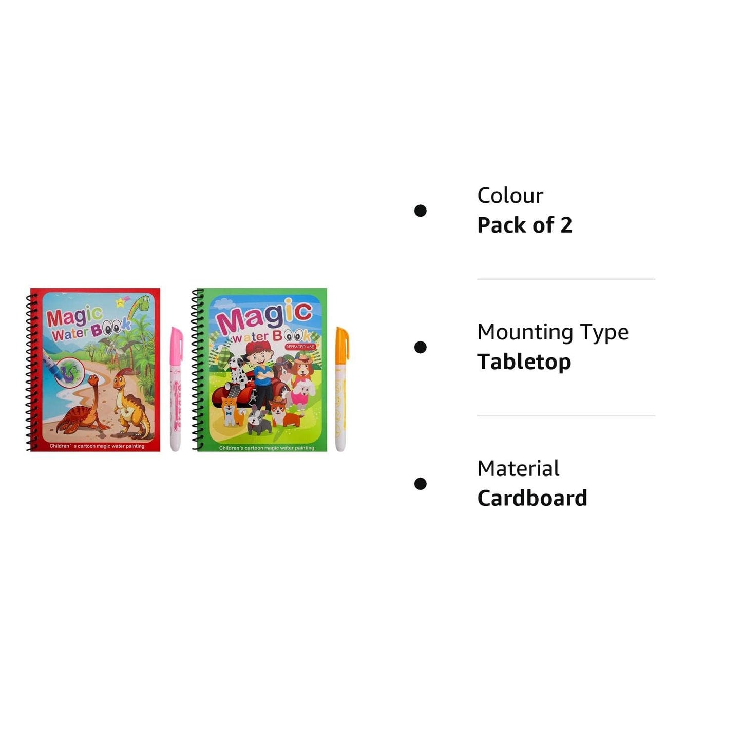 Quick Dry Re-Usable Magic Coloring Water Book Doodle with Magic Pen Painting Board for Children Education Drawing Pad (Random Design) (Pack of 2)
