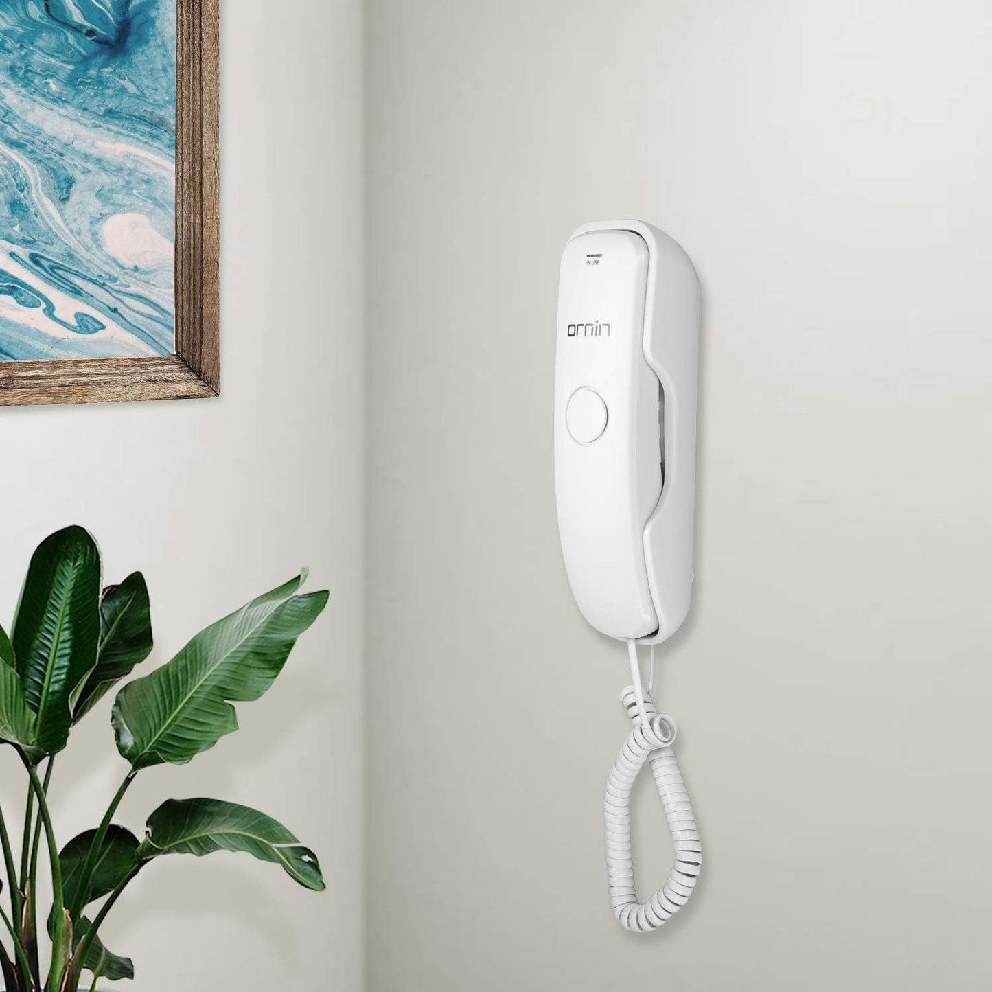 Ornin T102 Trimline Corded Telephone, Wall mountable, Last Number Redial, Mute, M1/M2 One Touch Memory, Ringer Volume Adjustable(White)-UK Version