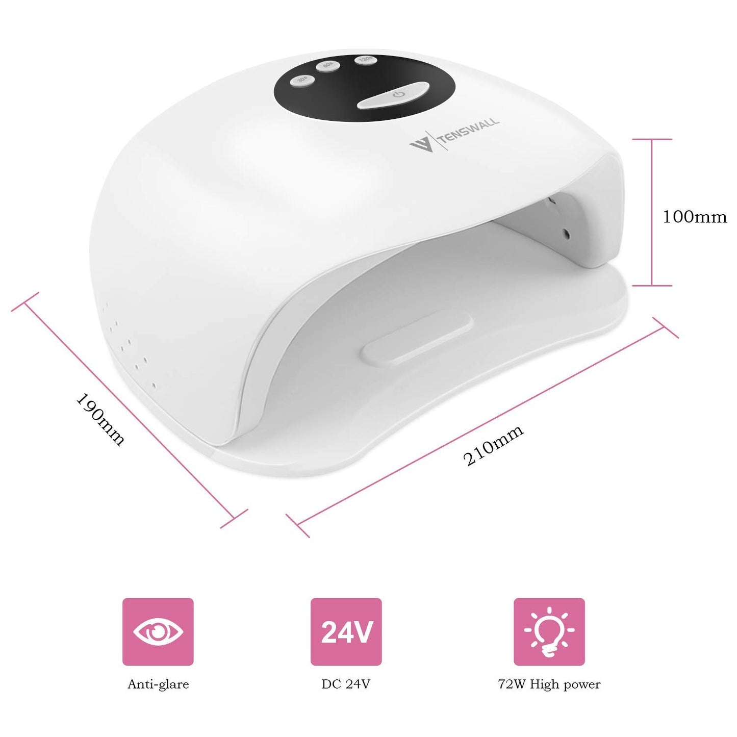 UV LED Nail Lamp, Portable Nail Dryer for Gel Nail Polish with Automatic Sensor 72W UV Quick Curing Nail Lamp with 3 Timers and LCD Display Suitable Salon and Home Use